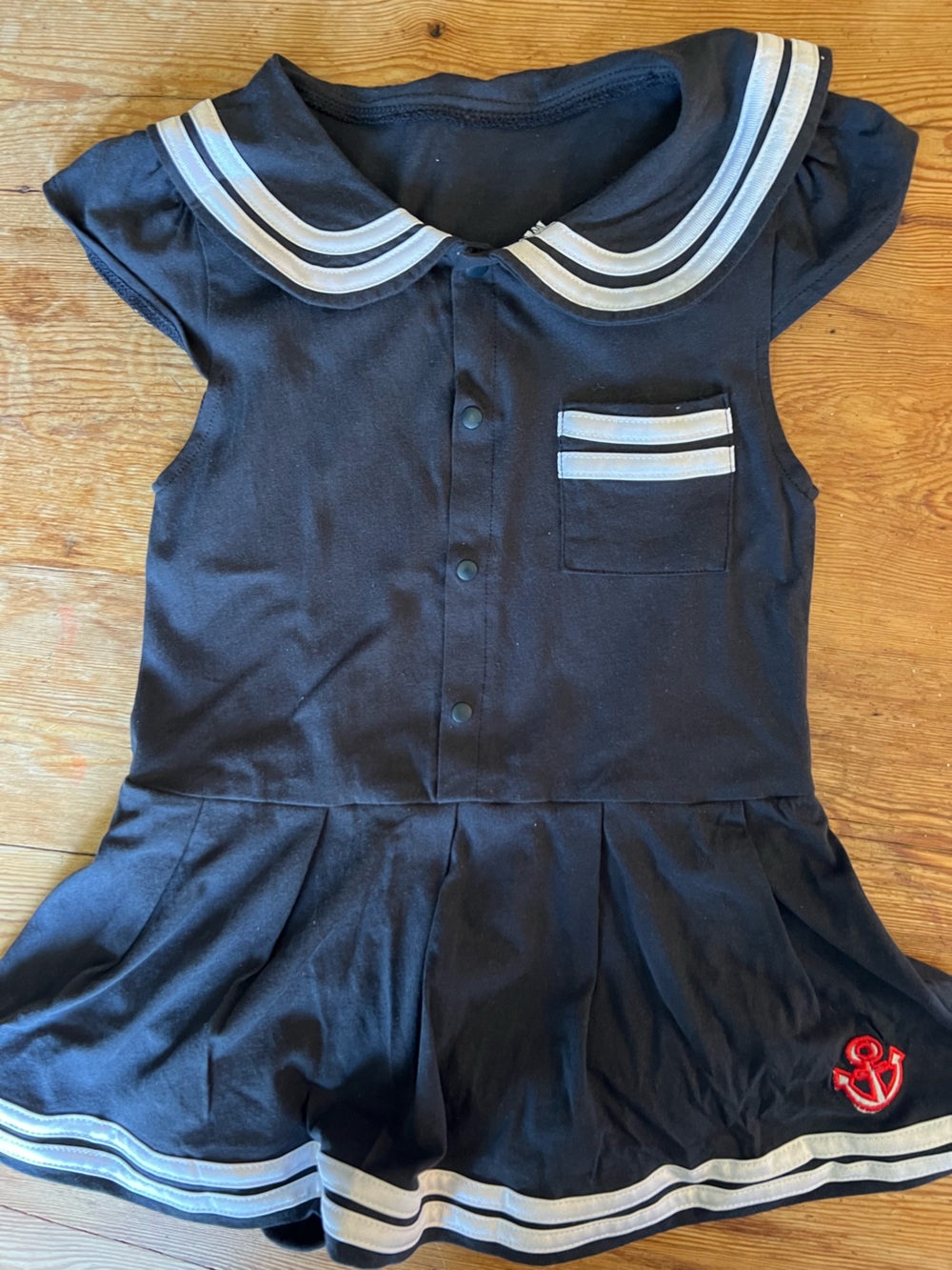 Sweetest Navy Sailor Toddler Dress with Anchor Detail and diaper pants.soft knit